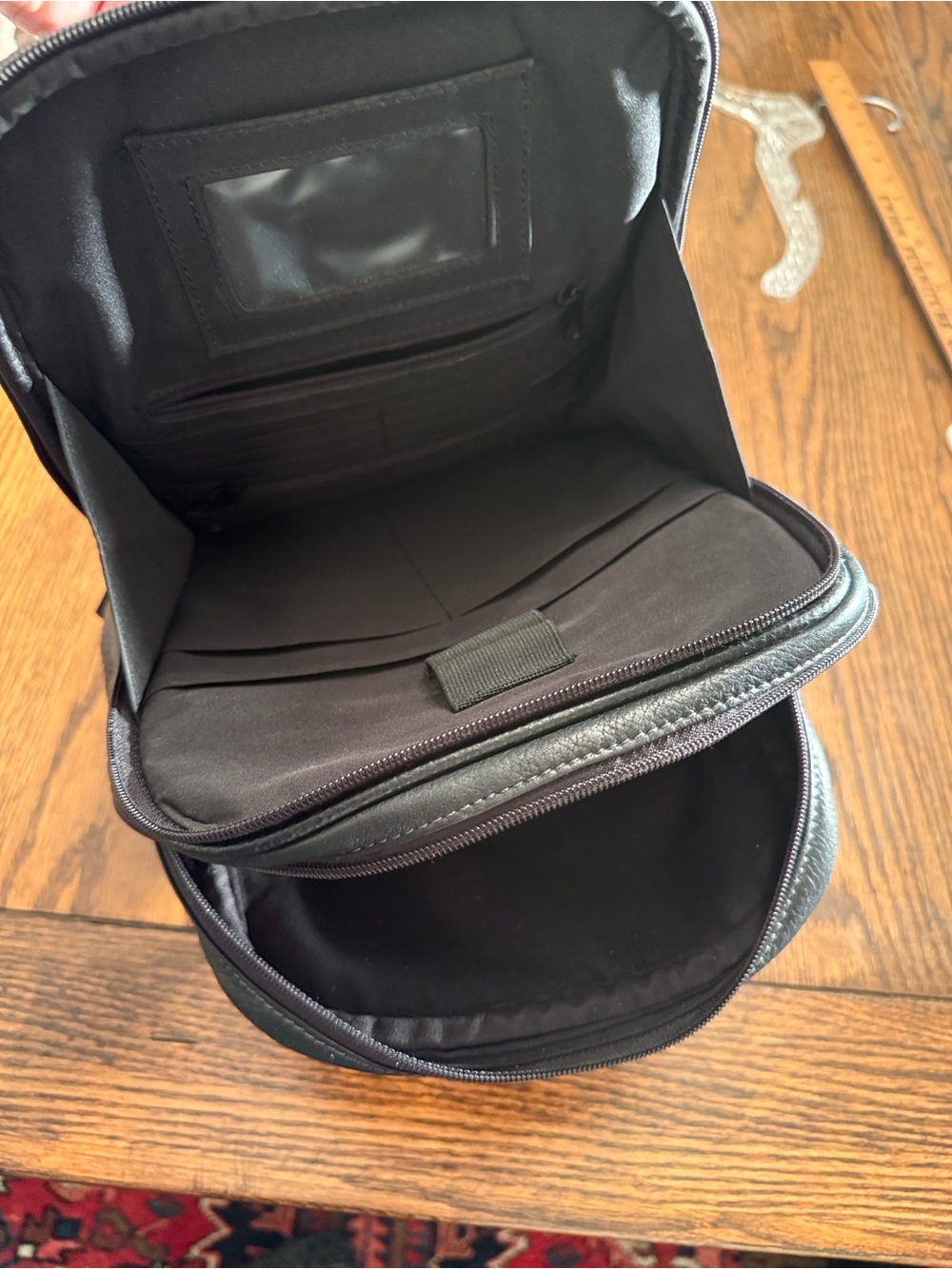 Tignanello Black Pebbled Leather Backpack Purse Small Travel Daypack Organizer - Picture 12 of 16